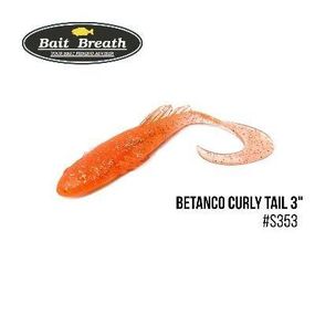 Силиконовая приманка, Съедобный силикон Bait Breath BeTanCo Curly Tail 3" (6 шт.) (S353 UV Ｈologram