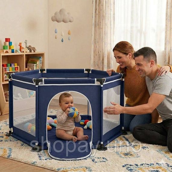 Детский игровой манеж для детей складной детский манеж 120х100х55см Blue RF-99 | Зображення 2