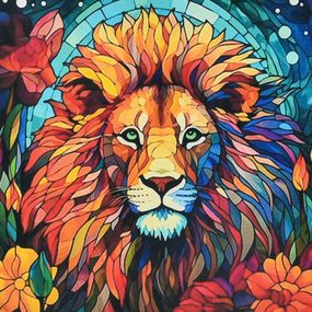 Алмазная мозаика "Витражная мощь" DEEX16299 неполная выкладка 30х30 см