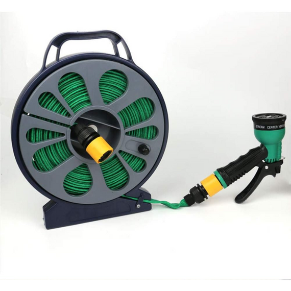 Гнучкий садовий шланг Garden Hose 10 м, для поливання саду та городу з насадкою розпилювачем поливальний набір на котушці | Зображення 4
