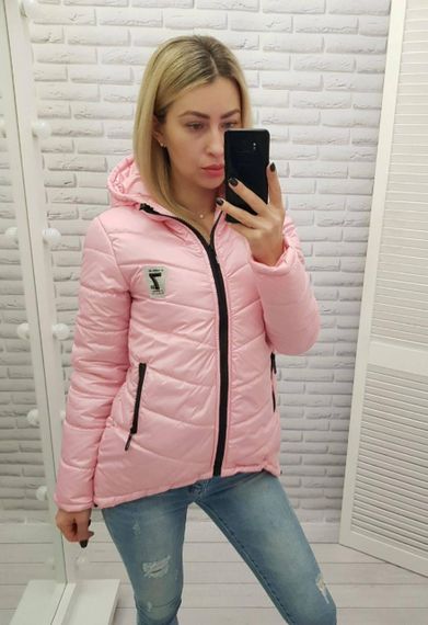 Жіноча демісезонна куртка з емблемою, арт.210/7, рожевий | Зображення 2