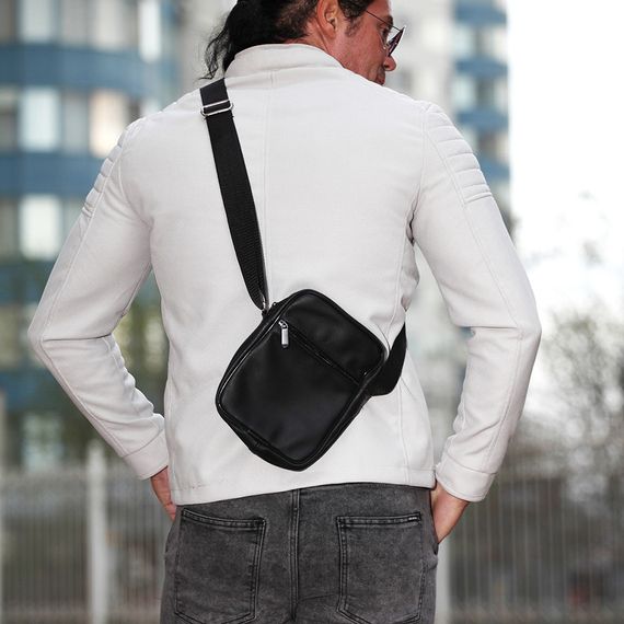 Легка сумка-месенджер, Сумка месенджер слінг, Стильна сумка месенджер Чоловіча чорна RH-92 | Зображення 1