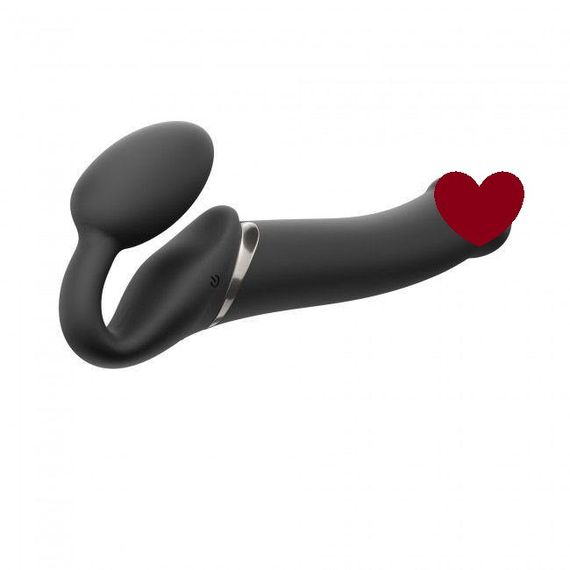 Безремінний страпон з вібрацією Strap-On-Me Vibrating Black L, діаметр 3,7см, пульт ДК, регульований sexstyle