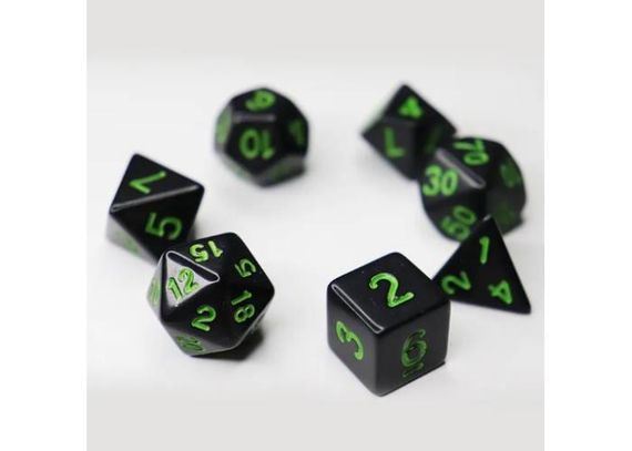 Набір кубиків Opaque 7 Dice Set Black (w-green) (7 шт.) | Зображення 2