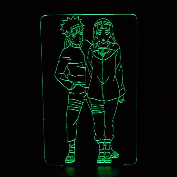 Акриловый светильник-ночник Наруто и Хината зеленый tty-n000231