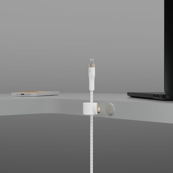 Кабель Belkin USB-A - Lightning плетений, силіконовий, з ремінцем на магніті, 1м, білий (CAA010BT1MWH) | Зображення 3