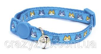 Ошейник для котов Croci Catmania Manga со звоночком нейлон синий 23-35x1 см C5079425