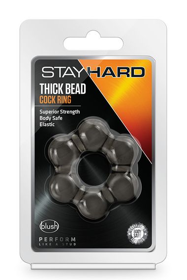 T331506 Эрекционное кольцо STAY HARD THICK BEAD COCK RING BLACK Sex Aura | Зображення 1