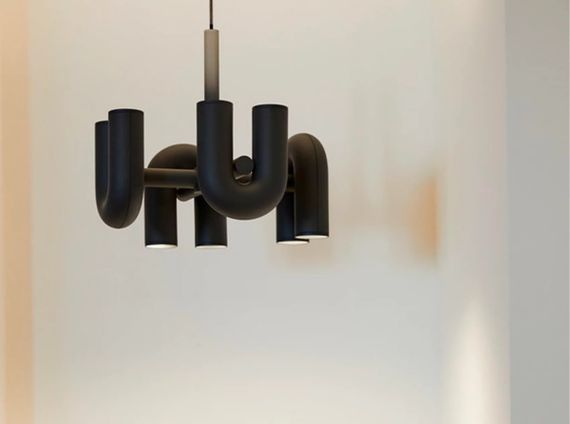 Люстра світлодіодна підвісна LED світильник для квартири на стелю лед 27118 Чорний 45-175х60х60 см. | Зображення 1