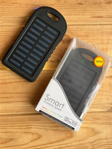 Повербанк із сонячною батареєю на 12000 mAh, Повербанк з підсвічуванням LED-ліхтарик, автономне живлення   знижка | Зображення 7