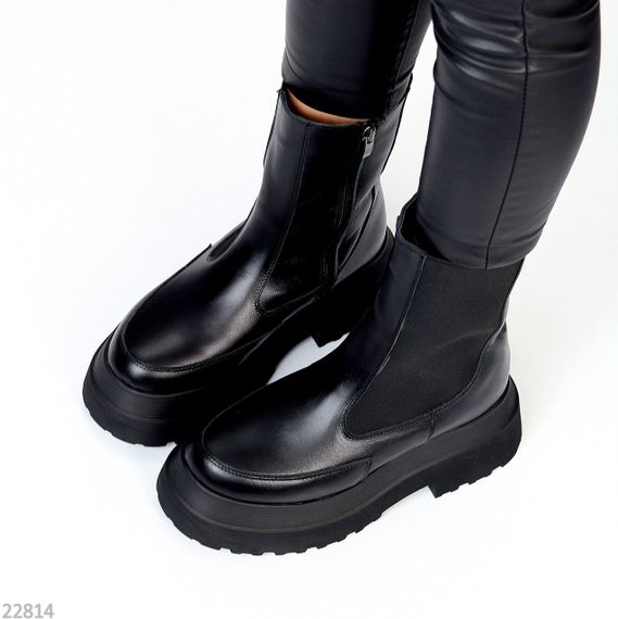 Ефектні шкіряні черевики челсі на потовщеній підошві сезон зима | Зображення 2