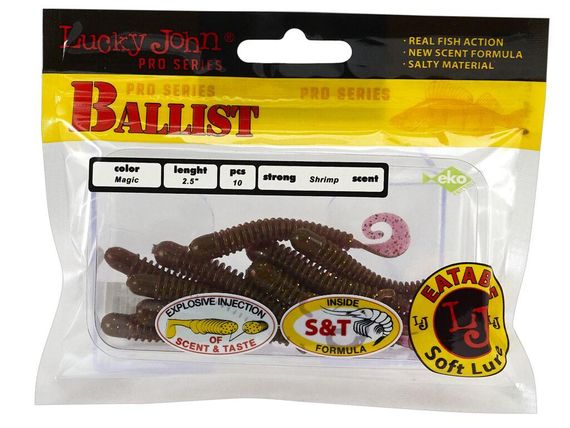 Твистер Lucky John Лаки Джон Ballist 2.5" S14 10 шт в упаковке | Зображення 2