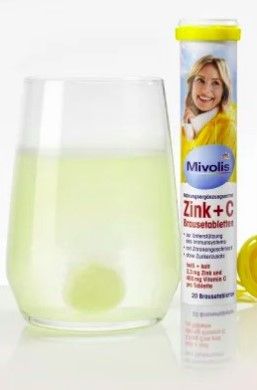 Mivolis Zink + vitamin C витамины Миволис Цинк + С шипучие водорастворимые таблетки без сахара 20 шт. | Зображення 3