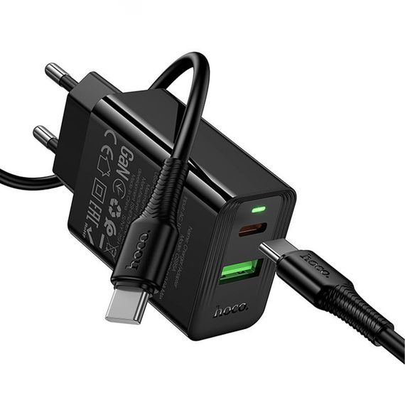 МЗП Hoco CS95A Leader PD30W+QC3.0 (1USB-A/1C) + кабель Type-C to Type-C Black | Зображення 4