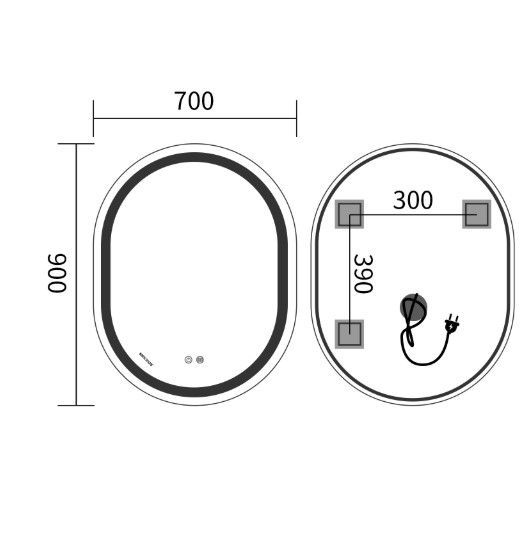 Дзеркало Mixxus Premium ELLIPSE MV05-90x70-REVERSE (LED Touch, Anti-fog (3-6,5kK)) (MP6644) | Зображення 1