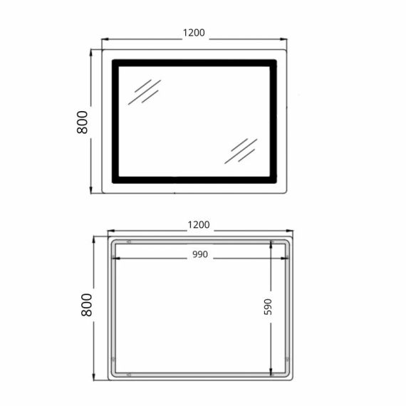 Дзеркало Qtap Cardinal (CA2) 1200х800 з LED-підсвіткою Touch, з антизапотіванням, з димером, темп. кольору (3000-6500K) | Зображення 1