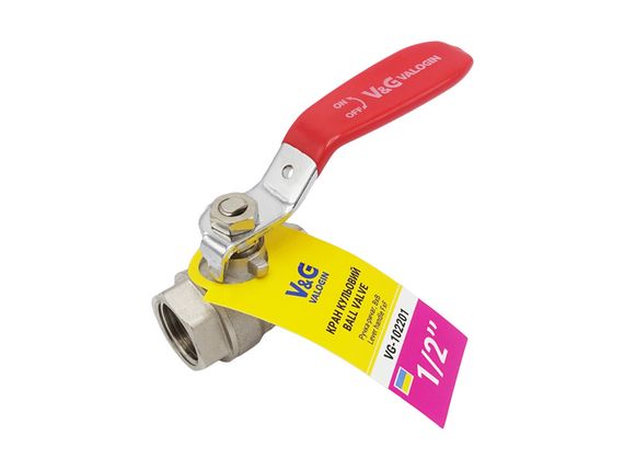 Кран кульовий Valogin Optima 1/2" ВВ червона ручка VG-102201 1/18 шт | Зображення 1