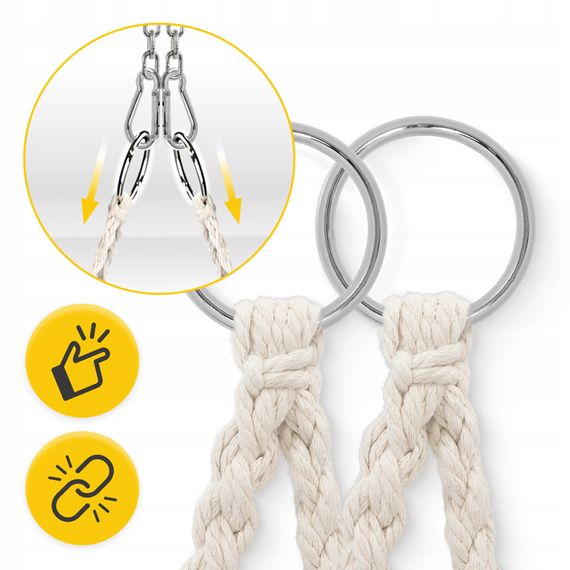 Крісло-гойдалка 4FIZJO Boho Dream 80 см підвісна, плетена Beige (P-5905973404518) | Зображення 7