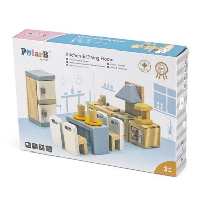 Ігровий набір Viga Toys Дерев&apos;яні меблі для ляльок PolarB Кухня і їдальня (44038) | Зображення 3