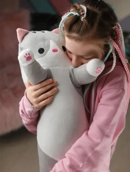 Мягкая Игрушка Кот Длинний 90см Подушка Обнимашка Серый