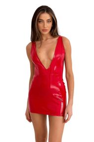 Лакированное платье D&A Лучезарная Эмилия Красное 3XL