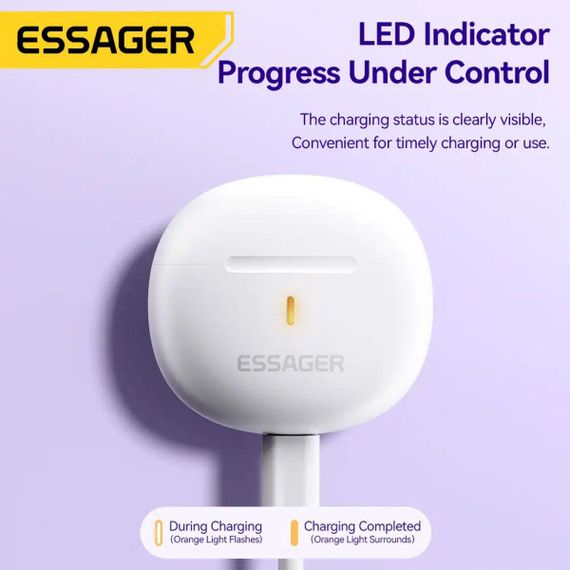 Беспроводные наушники ESSAGER (color box) Shining TWS Bluetooth elphones White | Зображення 5