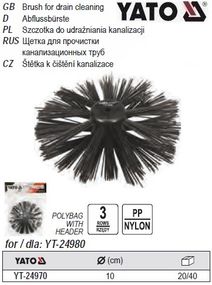 Щітка для чищення каналізації YATO Польща Ø=10 см, нейлон/пропілен ворс YT-24970