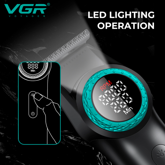 Триммер аккумуляторный VGR V-977 BLACK, регулировка мощности 6000 - 8000 RPM, 2500 mAh, 4 насадки, LED дисплей | Зображення 3