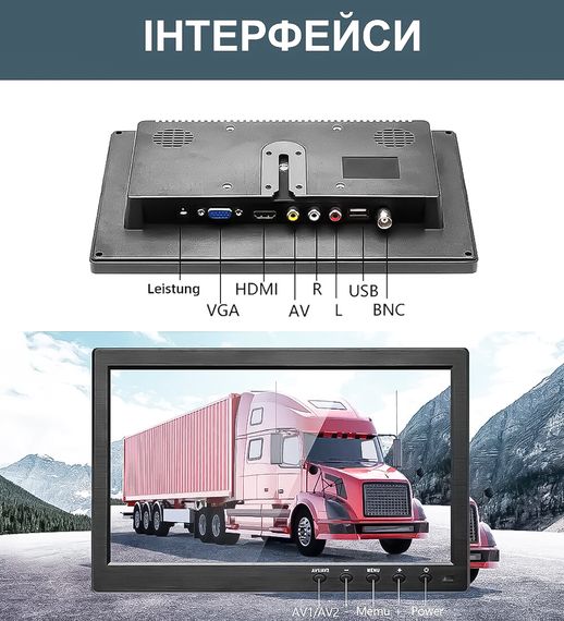 Автомобільний монітор в машину 10 дюймів для камери заднього виду Podofo K101 (3607) | Зображення 3