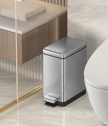 Відро для сміття Koer TC-010210-02 з плавним закриттям, прямокутне, 10 л, нержавійка (KR5597) | Зображення 2