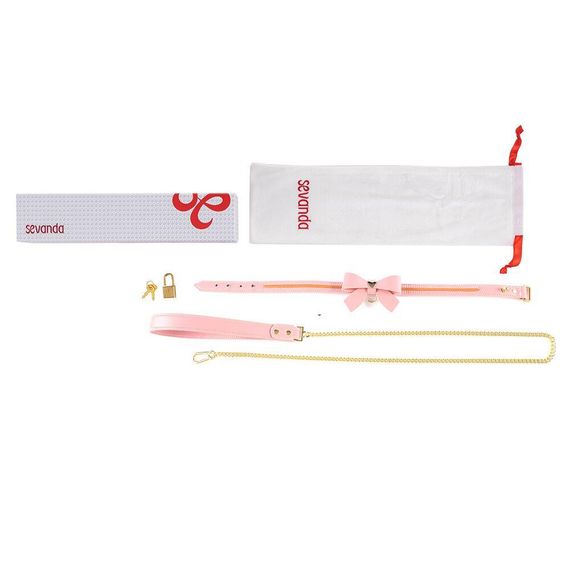 Поводок LOCKINK SEVANDA Love Heart Butterfly Leather Collar Set - Pink sexstyle | Зображення 7