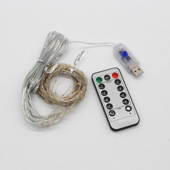 Гірлянда Штора від USB, 3x2м, з пультом управління, Жовта / Новорічна світлодіодна гірлянда на вікно | Зображення 9