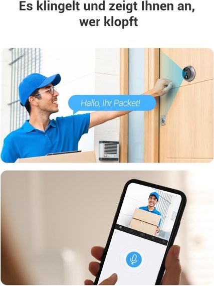 Відеодзвінок EZVIZ DP2C WiFi, Дверний дзвінок з камерою акумуляторний, монітор 4,3", PIR-сенсор, 155° огляд, дверне вічко | Зображення 3