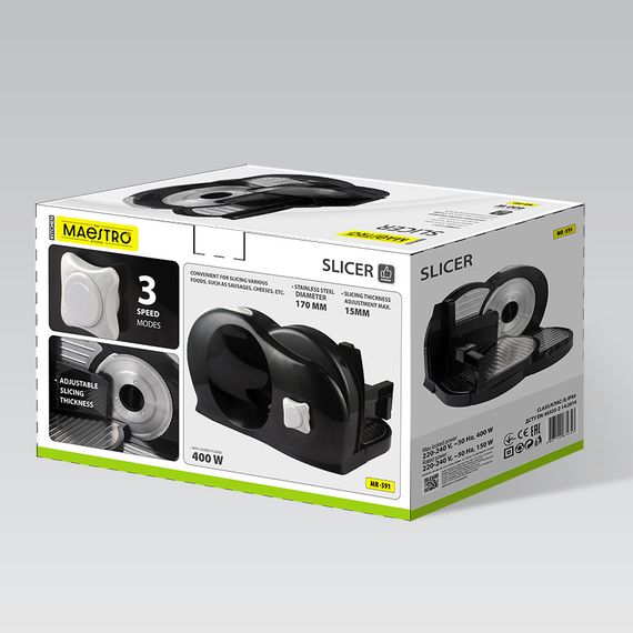 Слайсер-ломтерізка електричний Maestro MR-591 для нарізки м’яса, сиру, хліба та овочів | Зображення 6