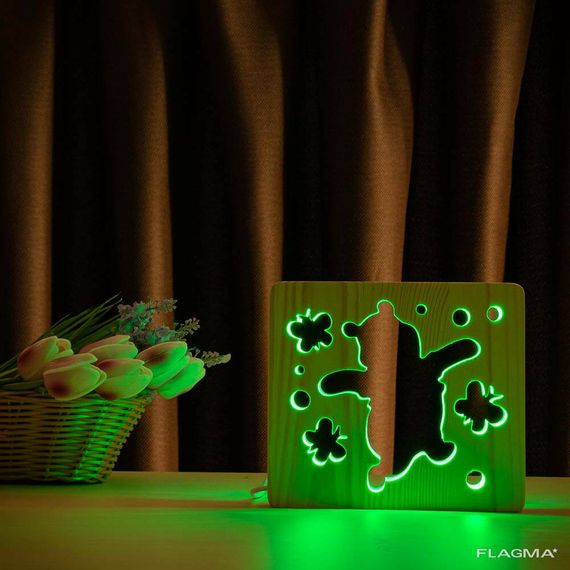 Светильник ночник ArtEco Light из дерева LED "Веселый медвеженок" с пультом и... | Зображення 7