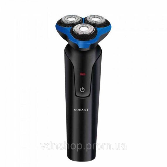 Електробритва 5 Вт 800 mAh бритва електрична бездротова з 3 голівками для гоління Синя Sokany SK-16038BL