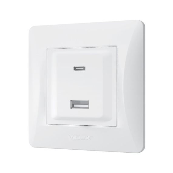 Розетка USB-A + USB-C PD20W біла VIDEX BINERA | Зображення 2
