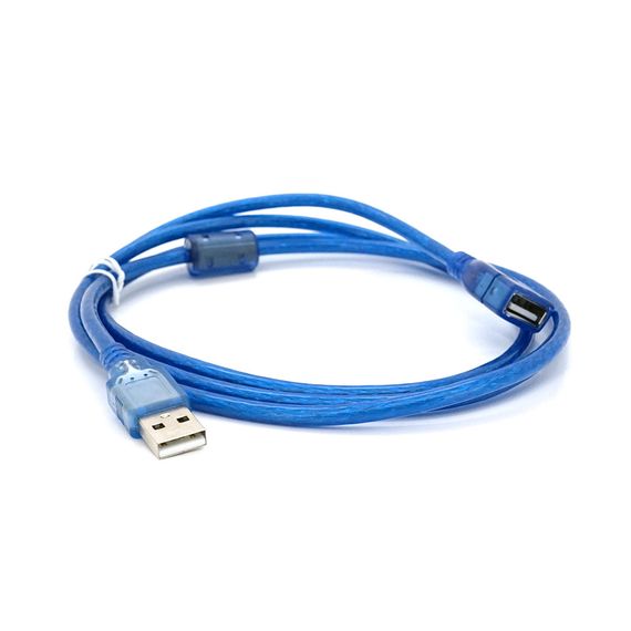Удлинитель USB 2.0 AM/AF,1.5m,1 феррит,прозрачный синий Q250