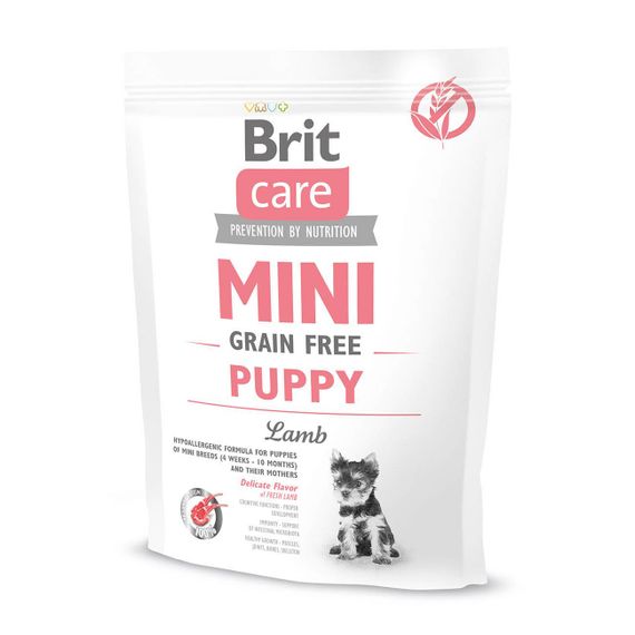 Корм Brit Care Mini Grain Free Puppy Lamb гіпоалергенний беззерновий з м'ясом ягняти для цуценят мініатюрних порід віком від 2 тижнів 0.4 кг