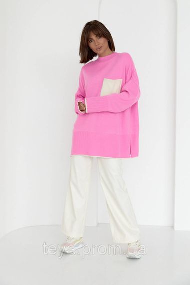 Жіноча кофта oversize з кишенею на грудях колір рожевий FL_000613 | Зображення 2