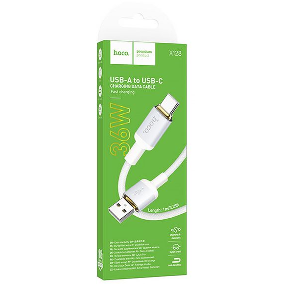 Дата кабель Hoco X128 Benefit USB to Type-C 36W (1m) White | Зображення 1