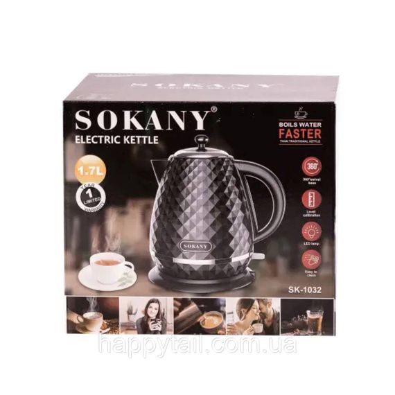 Електрочайник Sokany 1,7 л дисковий з автовідключенням 2200 Вт Білий SK-1032W | Зображення 3