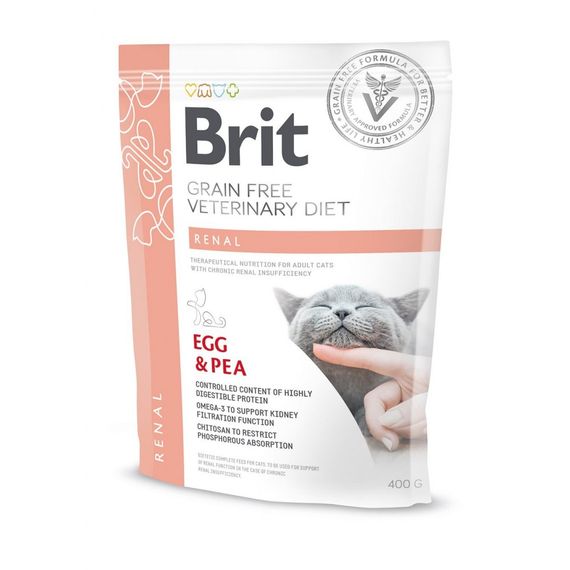 Корм сухий Brit Grain Free VetDiet Cat Renal для котів з захворюванням нирок з яйцем та горохом 400 г