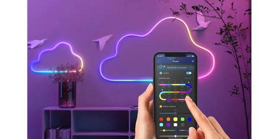 Розумна гнучка LED Neon RGB стрічка-шланг 10 метрів від USB керування режимами з телефону, Bluetooth додаток, пульт | Зображення 7