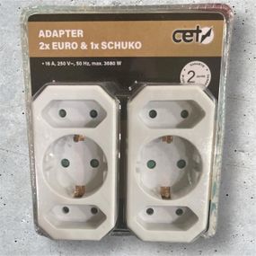 Сетевой адаптер переходник на 3 розетки (2 узкие + 1 круглая), 220В, 16А