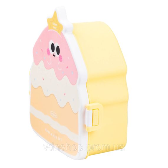 Дитячий ланч бокс на дві секції 950 мл пластиковий з вилкою та ложкою "Тістечко" Жовтий HP12271Y | Зображення 2