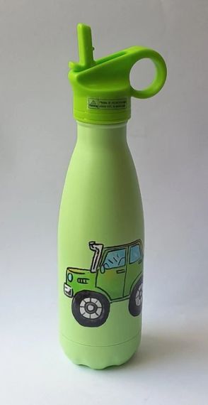 Термокружка дитяча Maestro MR-1645-B Car 400 мл з нержавіючої сталі з трубочкою герметична | Зображення 5