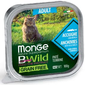 Корм Monge BWild Grain Free Cat Adult Acciughe вологий з анчоусами для дорослих котів 100 гр