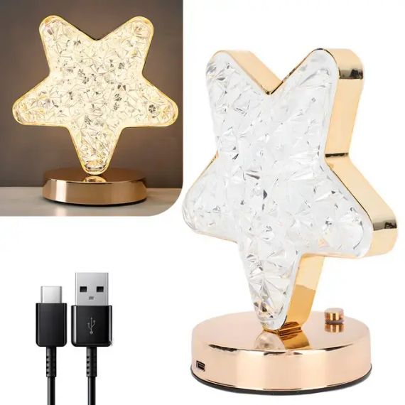 Нічник світильник 3 режими настільна кришталева лампа у формі зірки Creatice Table Lamp | Зображення 4