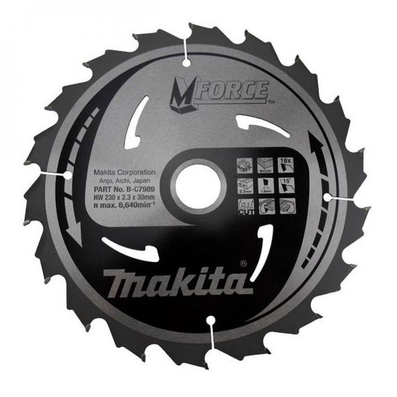 Диск пильный по дереву 230х30 мм 18T Makita M-Force B-07989